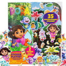 Dora Puffy Sticker Playset 35 Reusable Stickers and 2 Play Scenes Fun Kids Activities Toddler Toys Road Trip Essentials Gifts for 4 Year Old