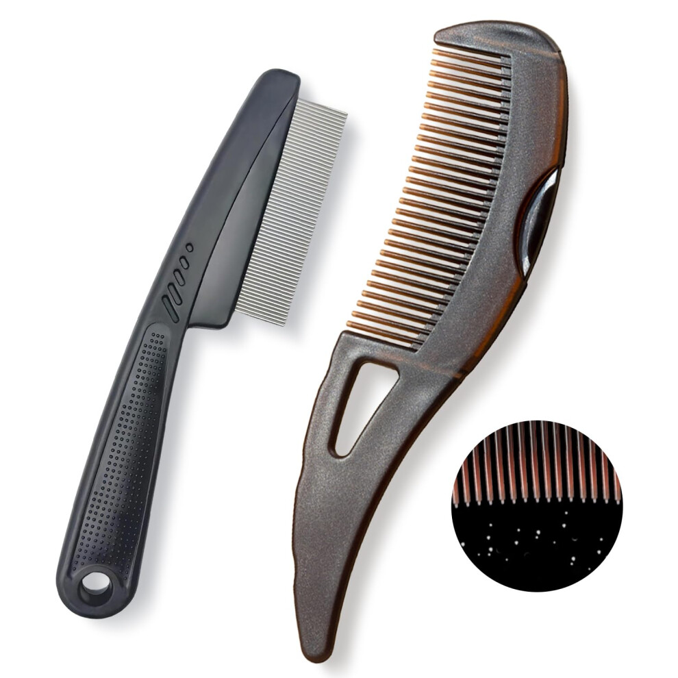Optisake Unisex Dandruff Comb Stainless Steel Fine Tooth Lice/Flea/Psoriasis Comb Scalp Oil Buildup Removal Wide Hollow Tooth Button Hairbrush For Scalp Massag