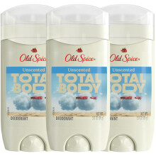 Old Spice Whole Body Deodorant for Men, Total Body Deodorant, Unscented, Aluminum Free Deodorant Stick for 24/7 Freshness // Dermatologist Tested Whol