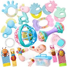 15 STKS Rammelaars voor baby's 0-6 maanden - BPA-vrije babyrammelaars 0-3 6-12 maanden voor pasgeboren Zacht tandjesspeelgoed Babyspeelgoed met p