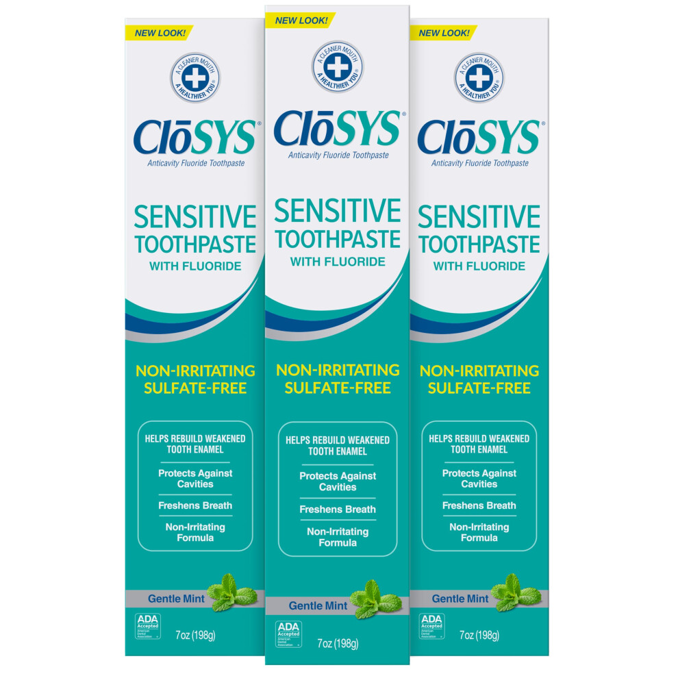 Closys Fluoride Toothpaste 7 Ounce (3 Pack) Gentle Mint Whitening Enamel Protection Sulfate Free 7 Ounce (Pack Of 3)
