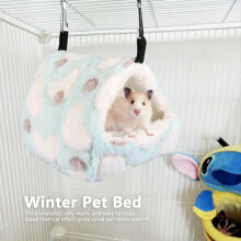 Winter Warm Soft Pet House Cage Bed for Hammock Squirrel Totoro Rabbit (Blue 17*15cm)