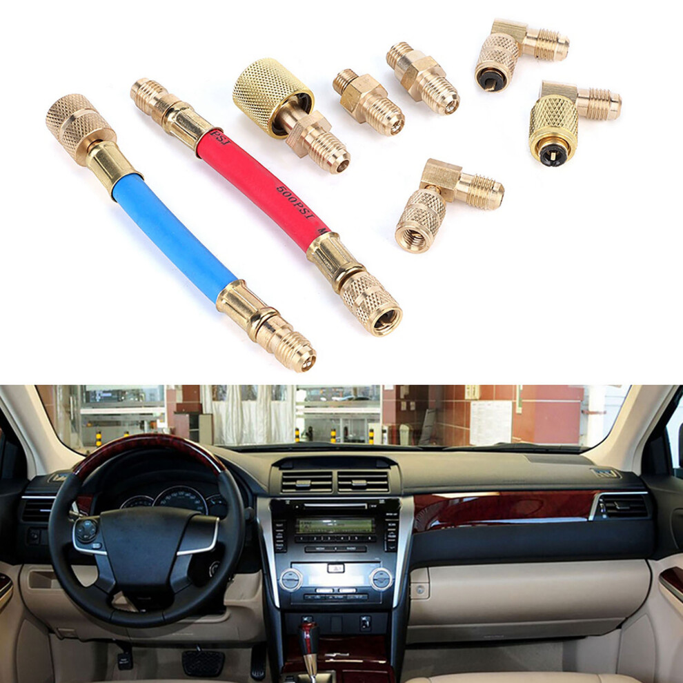 8Pcs/Set Air Conditioning Refrigeration R-12A/C Connector Adapter Hoses R134a R12 8451324640755