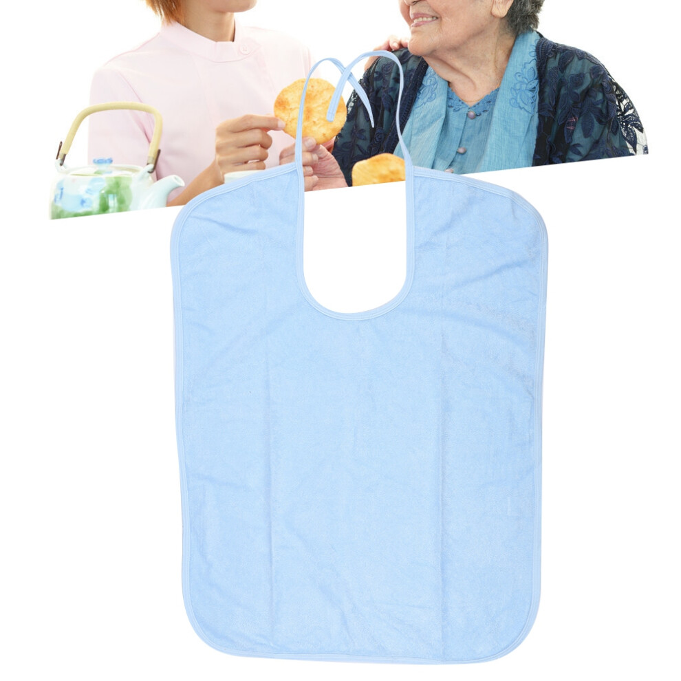 Light/Blue Elderly Waterproof Bib Adult Mealtime Saliva Towel Dining Apron Clothes Protector M