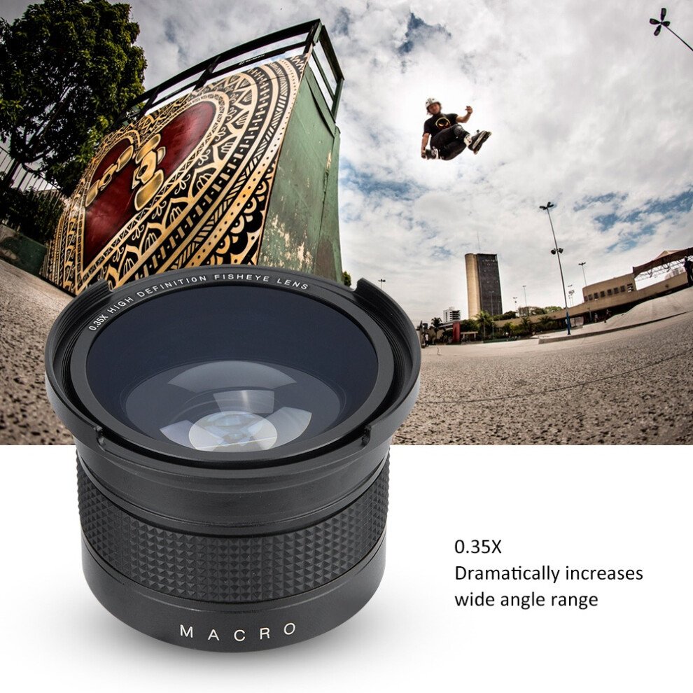 52Mm 0.35X Universal Wide Angle Fisheye Lens With Lens Caps Storage Pouch For Slr Dslr 4971324644606