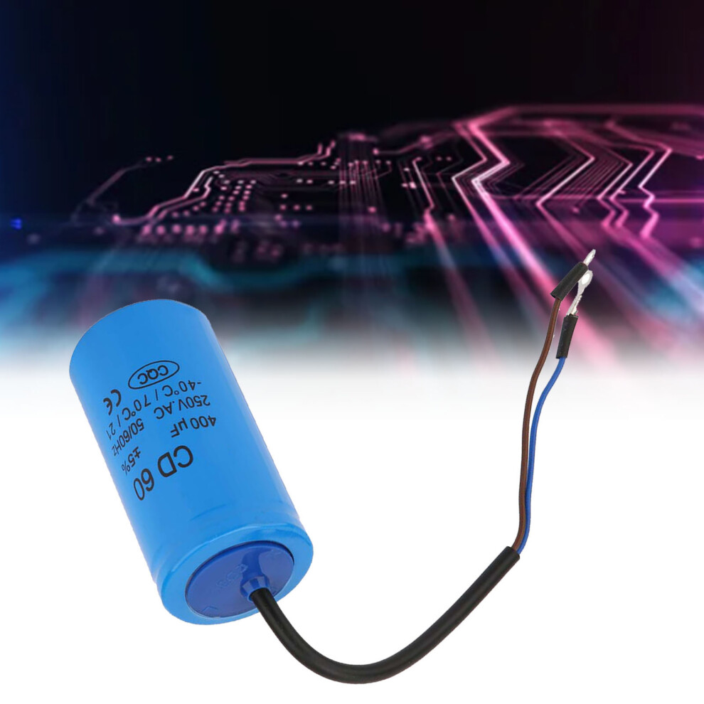 Cd60 Run Capacitor With Wire Lead 250V Ac 400Uf 50/60Hz For Motor Air Compressor 4401324644714