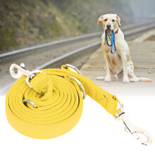 2m Double Buckle Nylon Flexible Pet Dog Walking Leash Traction Rope with Chain(Yellow 2.5cm*200cm)
