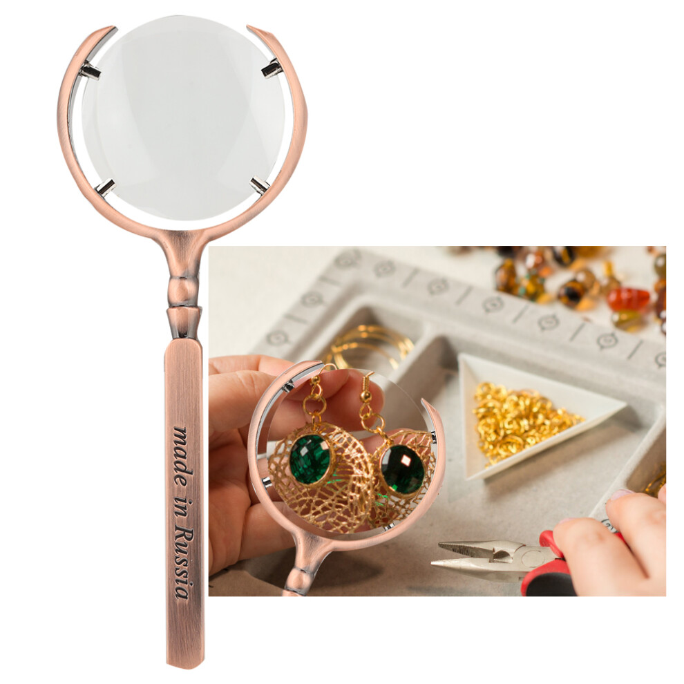 Handheld Handicraft Magnifying Glass Book Reading Watch Jewelry Repairing MagnifierBronze