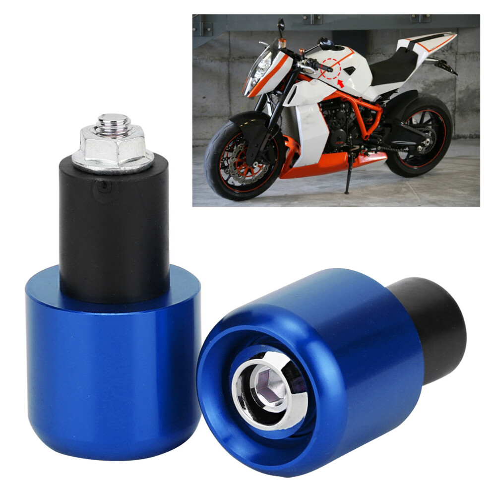 2Pcs Motorcycle Modification Accessory Handle Bar End Plug For 22Mm Diameter Handlebar (Blue) Blue 8741324646681