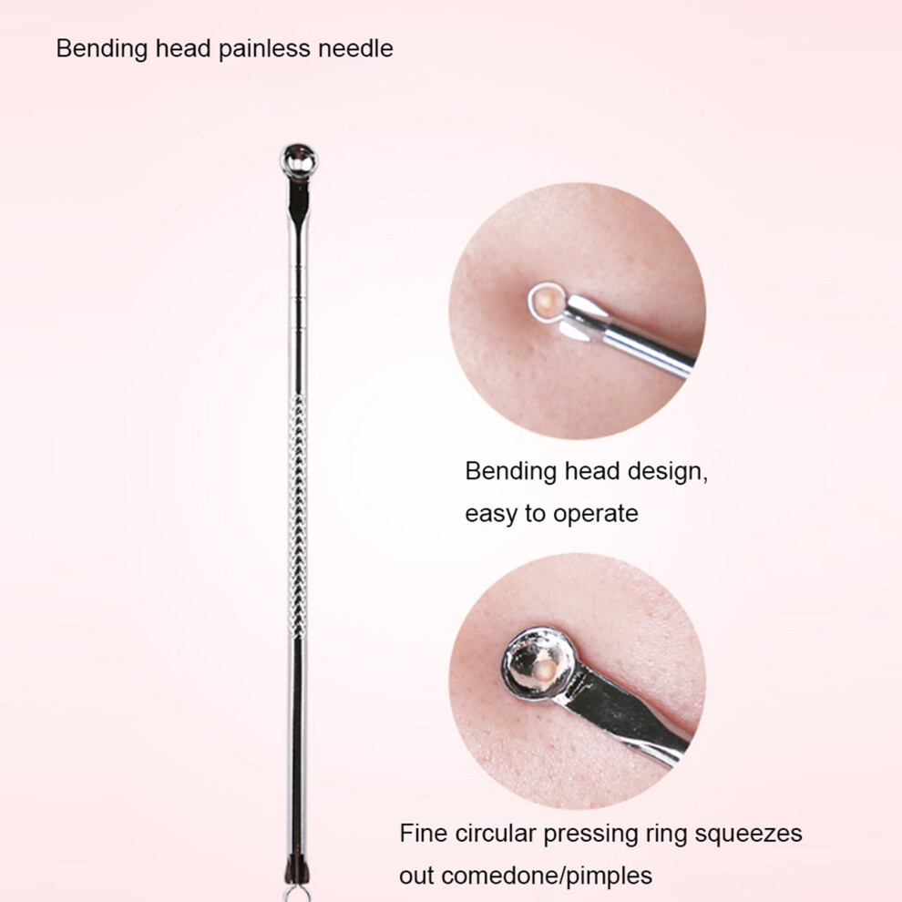 Pimple Blackhead Remover Pointed Comedones Removal Needle Double Head Pressing Ring Tool Set