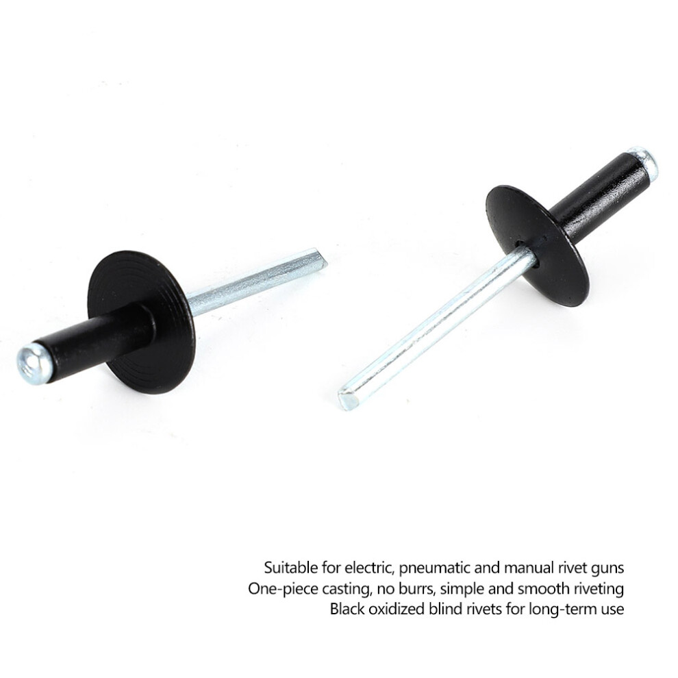 200Pcs Black Blind Rivet Kit Aluminum Blind Rivet Fasteners Assortment 3.2/4.0/4.8Mm 9491324652296