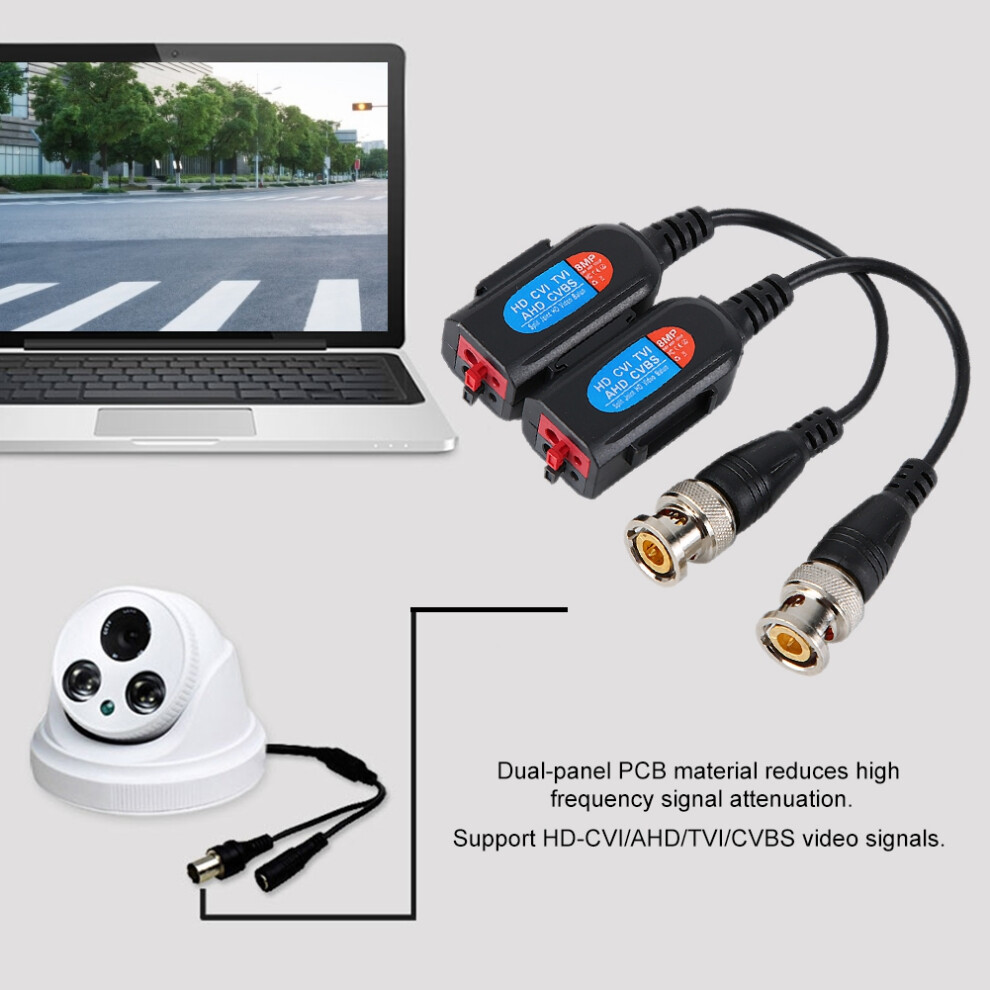 8Mp Bnc Hd Video Balun Pair Transmitter Cable Transceiver Adapter Passive 9411324653741