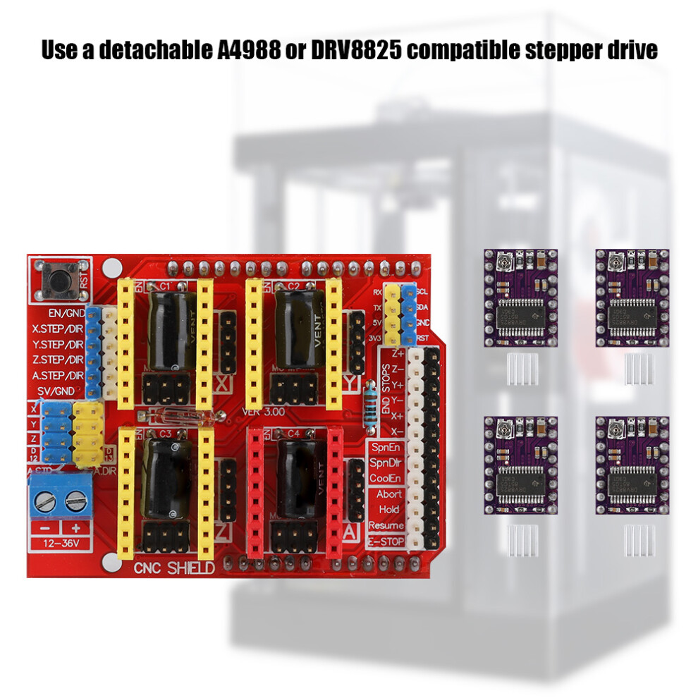 Witbot Cnc Shield Expansion Board+Drv8825 Stepper Motor Driver+Heat Sink For Arduino V3 Engrave 8771324654010