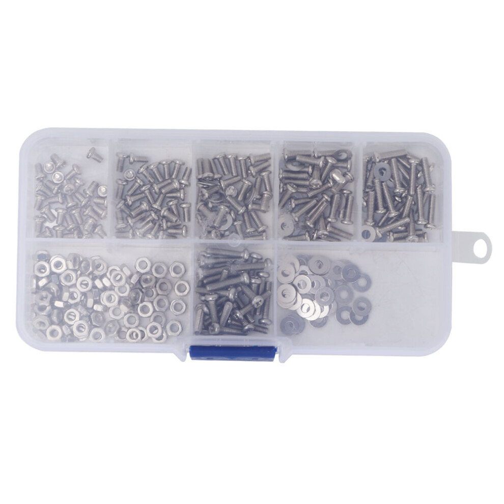 360Pcs M2.5 Cross Stainless Steel Screw Bolt Nut Washer Assortment Set 4641324656304