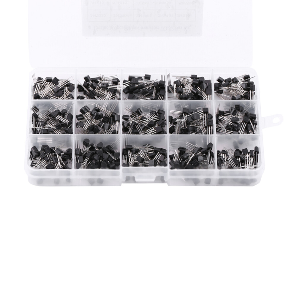 600Pcs 15 Types Mixed Transistors Toâ92 Assortment Transistor Box Kit 8111324656568