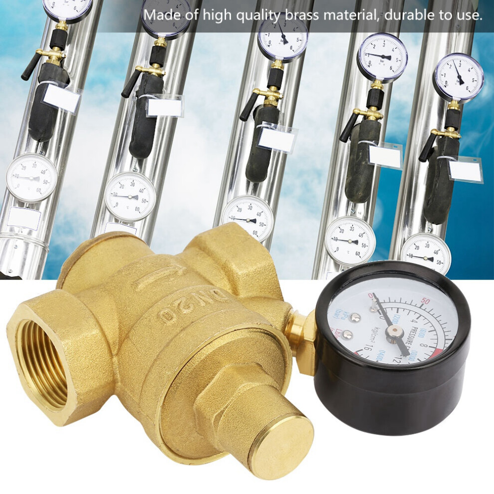 Dn20 Adjustable Brass Water Pressure Regulator With Gauge Meter 8491324657308
