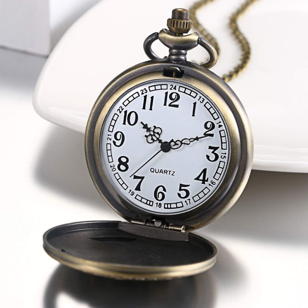 Jewelrywe Pocket Watch Antique Train Pendant Clock Analog Pocket Watch Pendant Necklace Watch For Men Coming Of Age Ceremony Birthday Anniversary