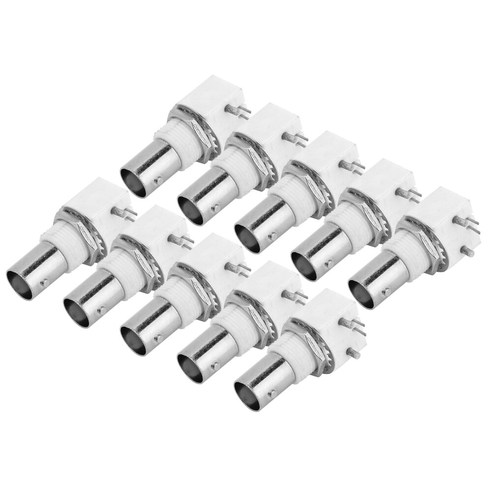 10Pcs 90 Degree Pcb Mount Bnc Connector Board 2P Bncq9 Adapter For Cctv Systems White 9471324662310