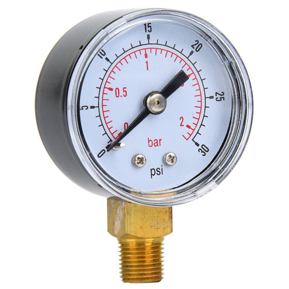 Mechanical Pressure Gauge 1/8Inch Bspt Bottom Connection For Air Oil Water (0-30Psi 0-2Bar) 5021324662991