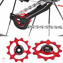 12T Mountainbike-Schaltrollen-Set mit roten Aluminium- und Stahllagern
