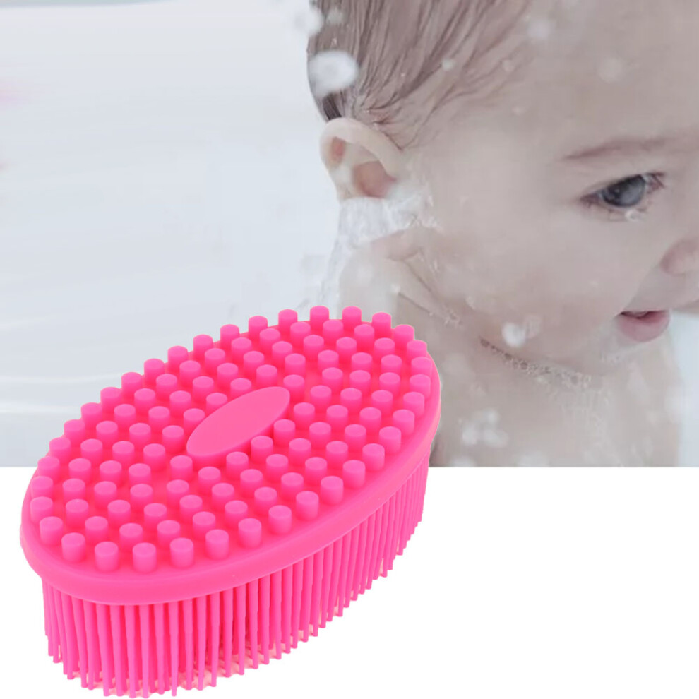 Silicone Baby Sensory Brush Massage Bath Tactility Training Brush Hair Washer Comb(Rose Red)