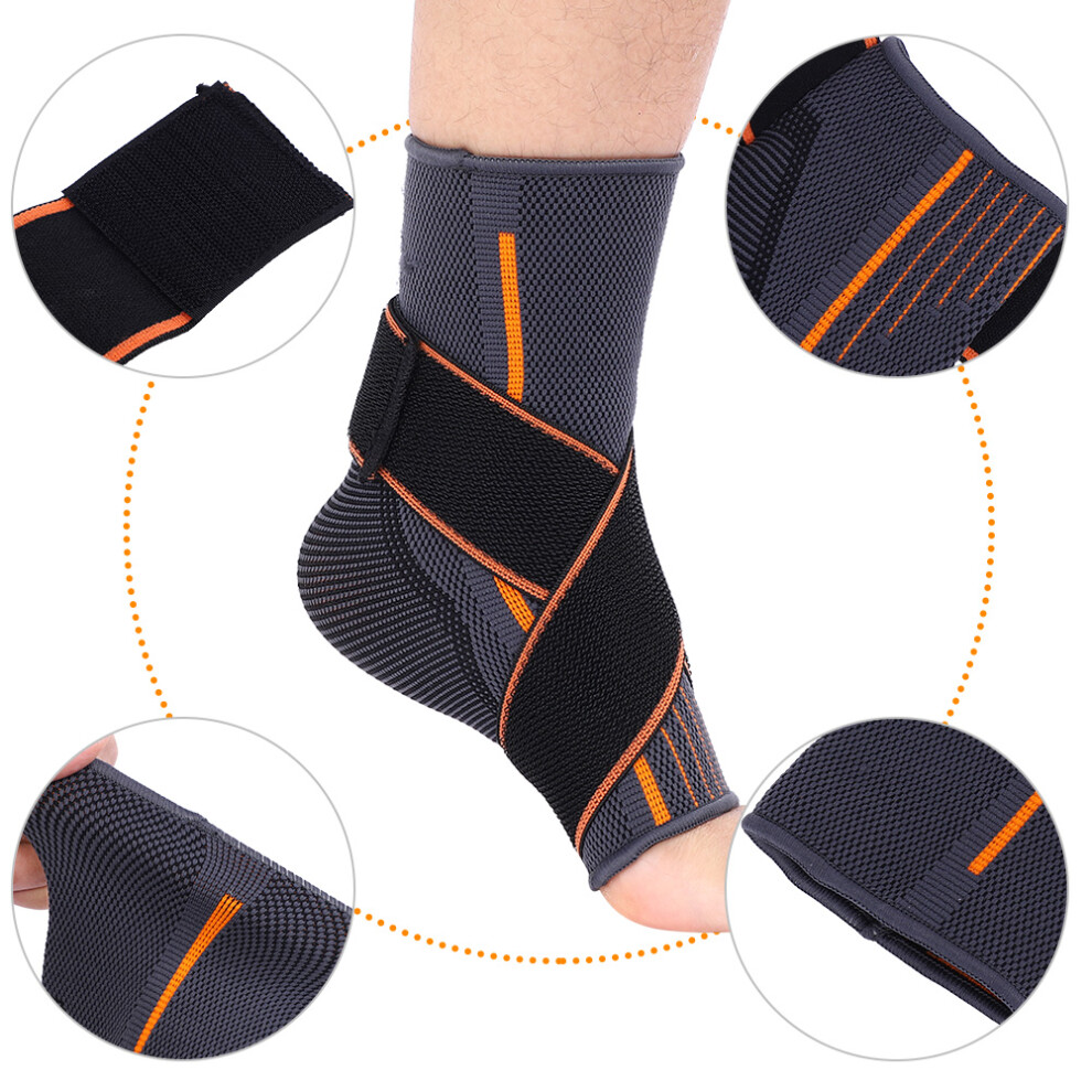 Ankle Support Brace Compression Breathable Foot Elastic Guard Strap (L for Man)