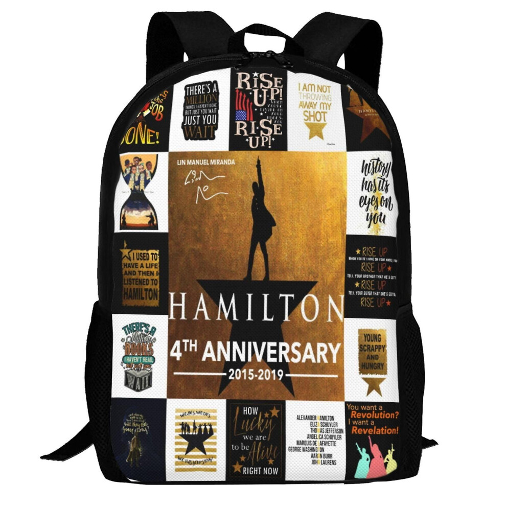 Hamilton The Musical Backpack,3d Print Laptop Backpack Lightweight Casual Daypack Bookbag Multi-Function