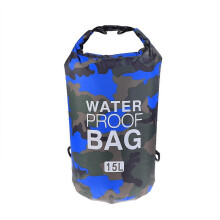 Waterproof Double Shoulder Bag 15L Portable Sack Backpack for Kayaking Beach Rafting Boating Hiking