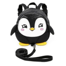 Toddle Children Backpack With Reins Rucksack Harness Walkers Tether Belt Penguin (black)-MXBC