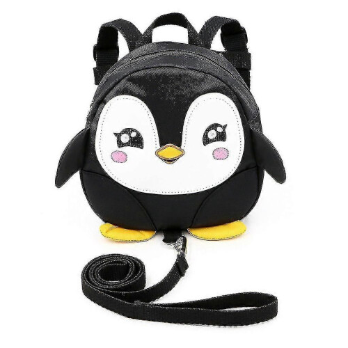 Toddle Children Backpack With Reins Rucksack Harness Walkers Tether Belt Penguin (black)-MXBC