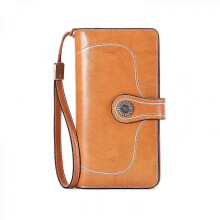 Ladies Wallet RFID Blocking Leather Wallet Large Capacity Long Credit Card Cash Clip (Orange color)