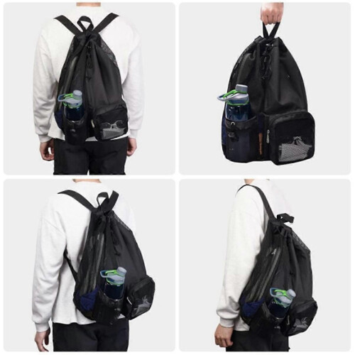 Swim Bag Mesh Drawstring Backpack for Swimming, Gym, Pool, Green 1