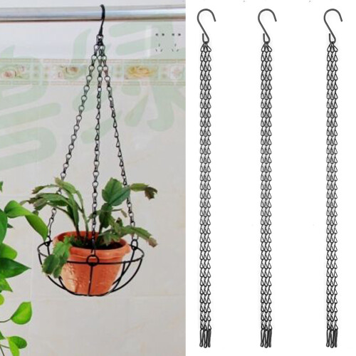 3 PCS Garden Planter Flower Pot Basket Replacement Iron Hanging Chain   hooks Set 2