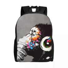 Rugzak 855Cx Banksy DJ Monkey Thinker met koptelefoon Rugzak School College Studenten Boekentas Past