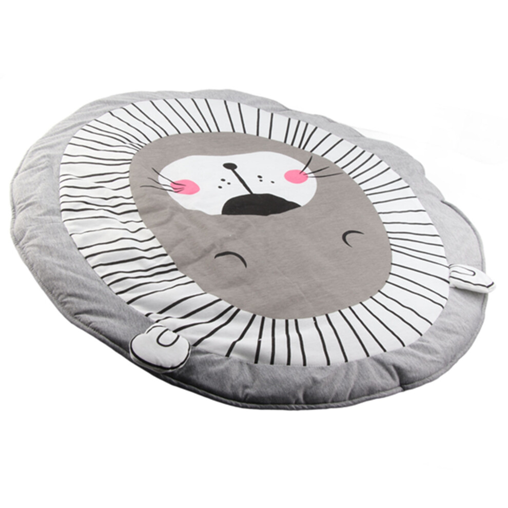 Cartton Animal Pattern Cotton Baby Toddler Play Mat Crawling Blanket Room Decor (Gray Lion)