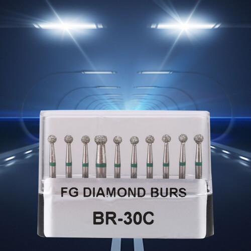 10 Stück BR-30C Diamantfräser, 1,6 mm Schaft, Silber