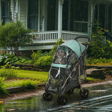 PawHut Pet Stroller for XS and S Dogs w/ Rain Cover - Green