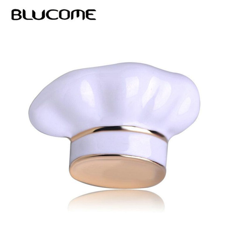 Blucome New Arrival Chef Hat Shape Brooch White Enamel Corsage Women Men Kids Brooches Chef Waiter Pins Hats Sweater Accessories