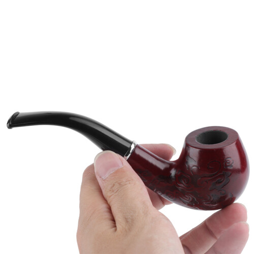 Exquisite Removable Solid Wood Carving Smoking Cigarette Pipe Gift Craft 2