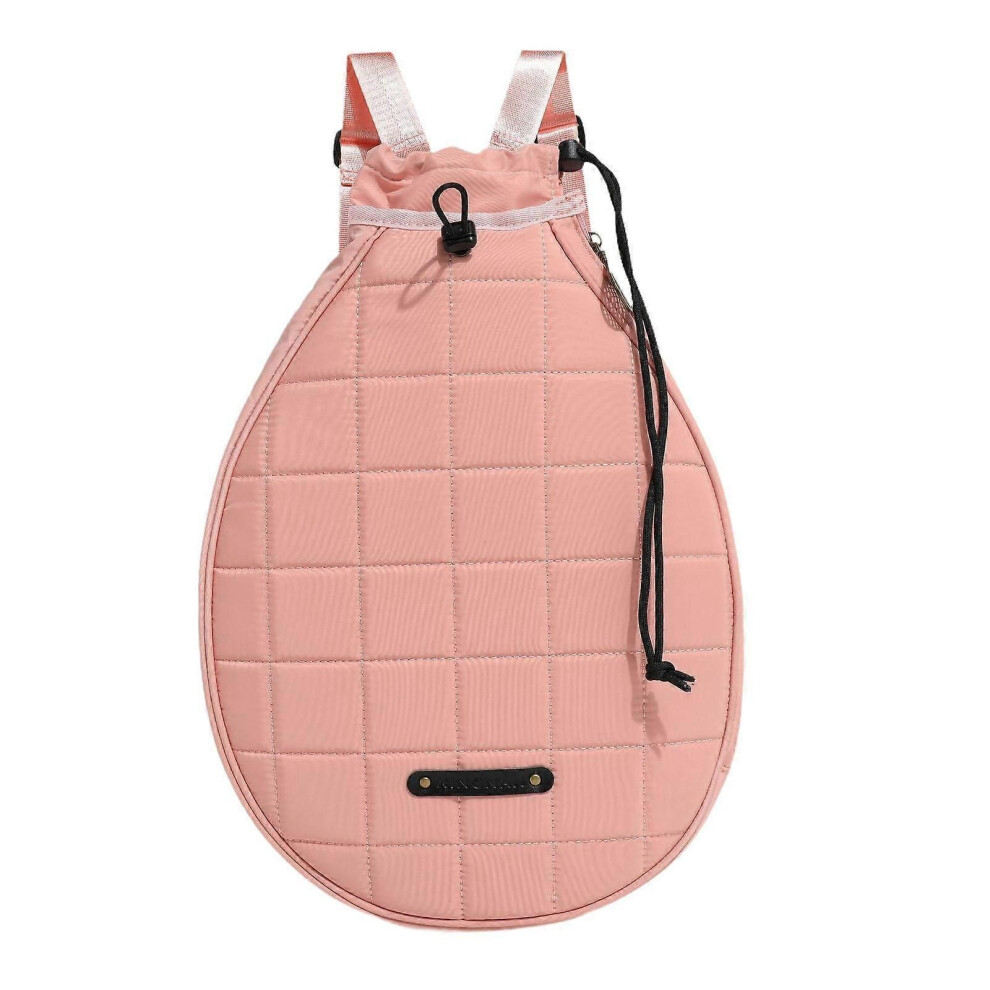 Sac à dos de tennis grande capacité (rose) avec bandoulière réglable en polyester noir