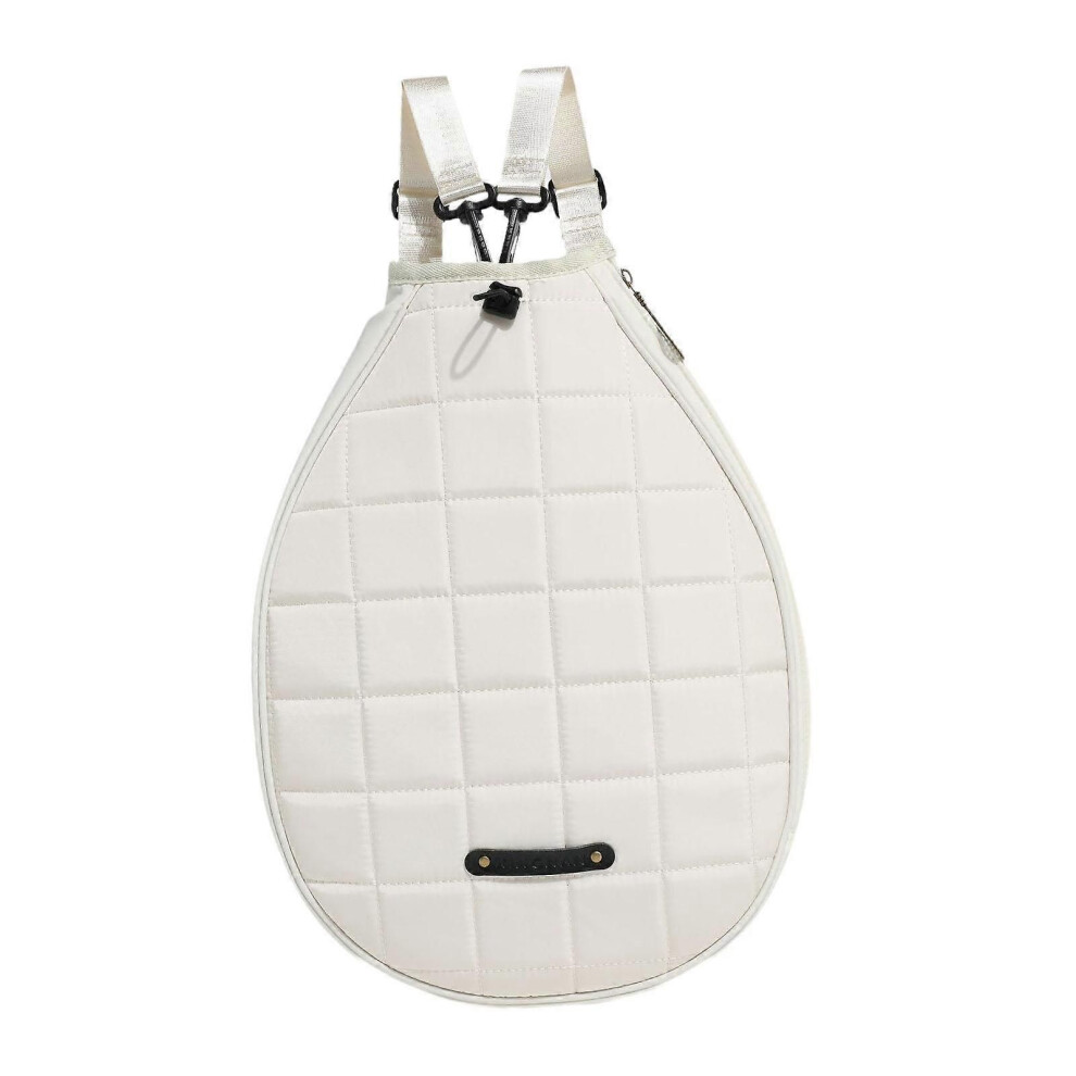 Sac à dos de tennis grande capacité (blanc) avec bandoulière réglable en polyester noir