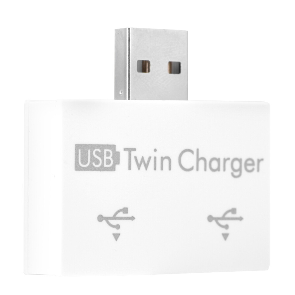 Hub Usb2.0 Male To 2ÂPort Usb Twin Charger Splitter Adapter Converter Concentrator (White) White 8051324682665