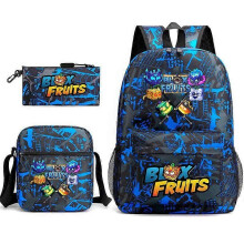(Stijl-13) 3-delige Blox Fruits Game Schooltas Devil Fruit Basisschool Student Rugzak