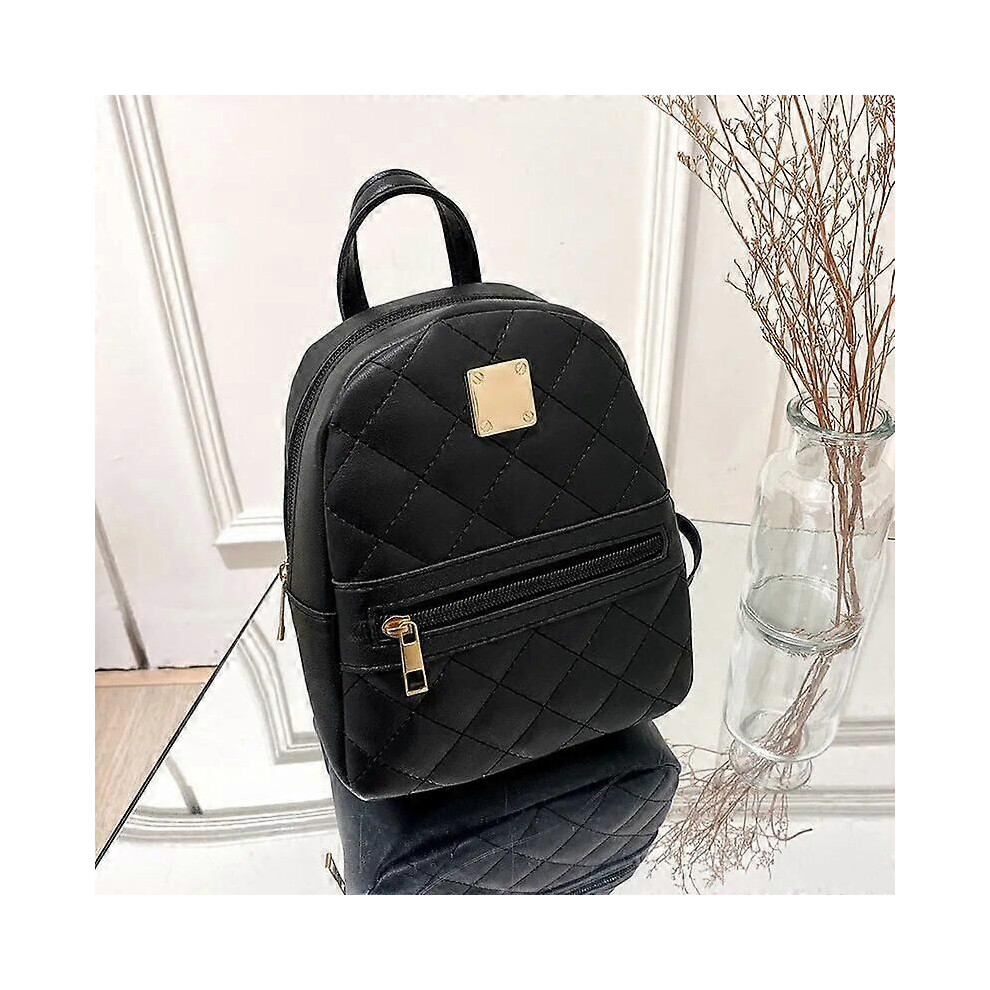 Sac à dos (noir) pour femme en cuir PU, petit sac à dos multifonction pour téléphone portable