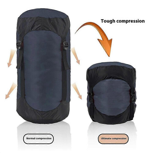 (Dark Blue)9-18L Camping Backpacking Waterproof Nylon Compression Stuff Sack for Sleeping Bag,Size M-Dark 2