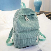 Sac à dos en tissu doux style preppy (vert), sac à dos d'école en velours côtelé pour adolescentes à