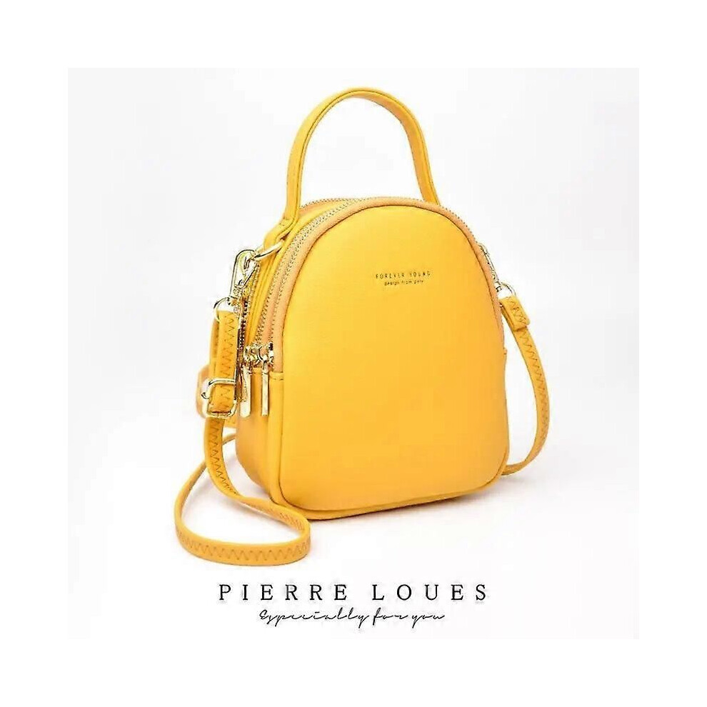 (jaune) Mini sac à dos pour femme en cuir PU doux au toucher, petit sac à dos multifonction pour femme,