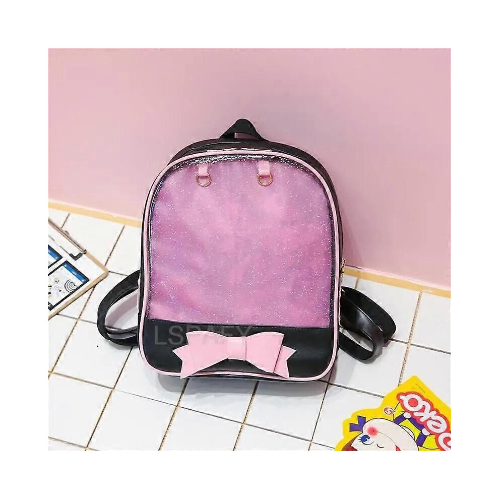 (Type 1) Sacs à dos transparents pour femmes, sacs à dos Harajuku avec nœud papillon, sacs d'école pour