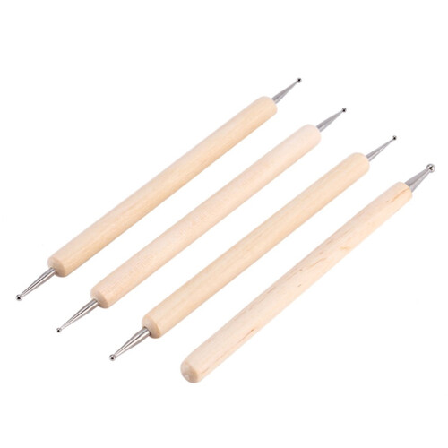 4er Kugelstift-Set - 13 cm Holzgriff, natur 1