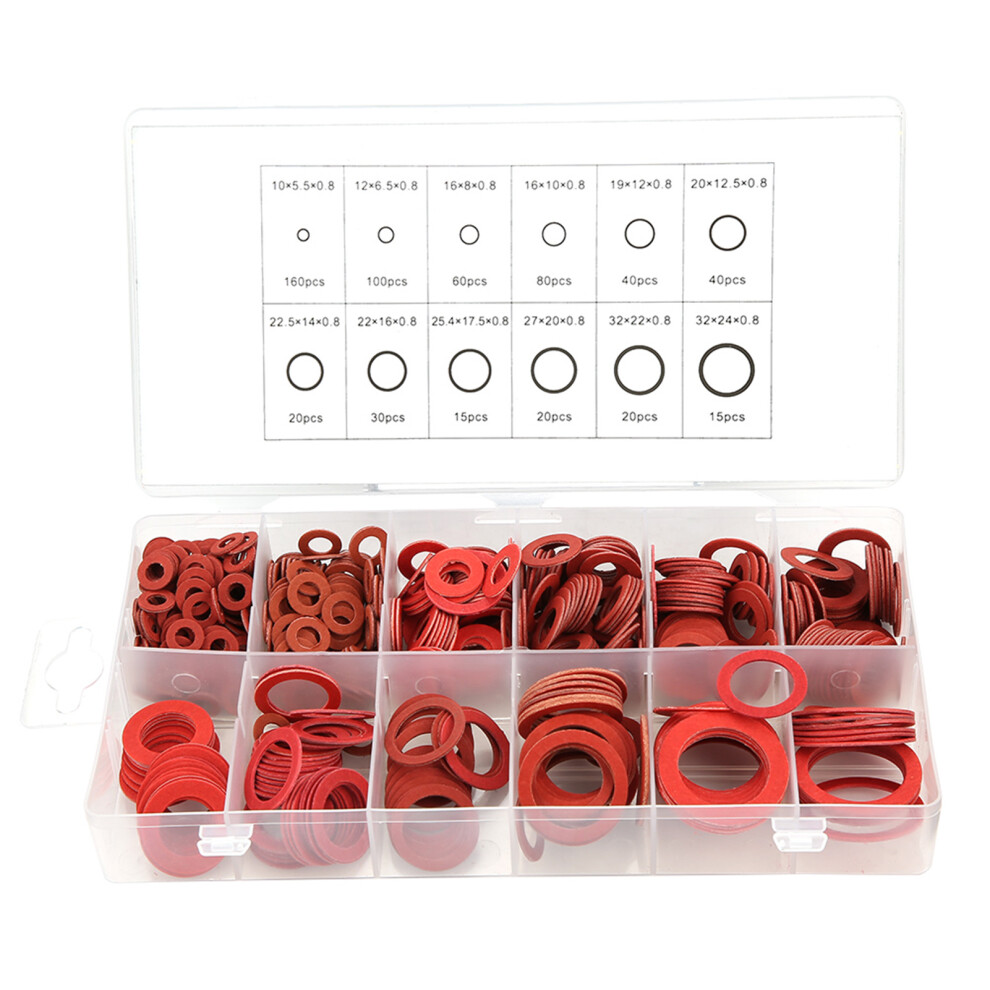 600pcs 12 Sizes Red Steel Paper Fiber Flat Washers Kit Insulation Washer Assorted Set with Box-image-OPC-PHWYJCC-NEW